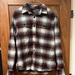 L.L. Bean Red and Blue Plaid Casual Button Down Shirt